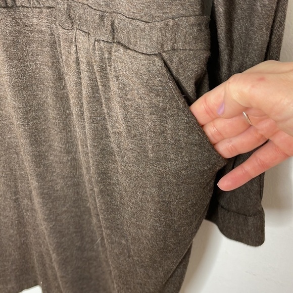 Tara Jarmon soft jersey stretchy brown long sleeve pockets dress - Picture 3 of 7